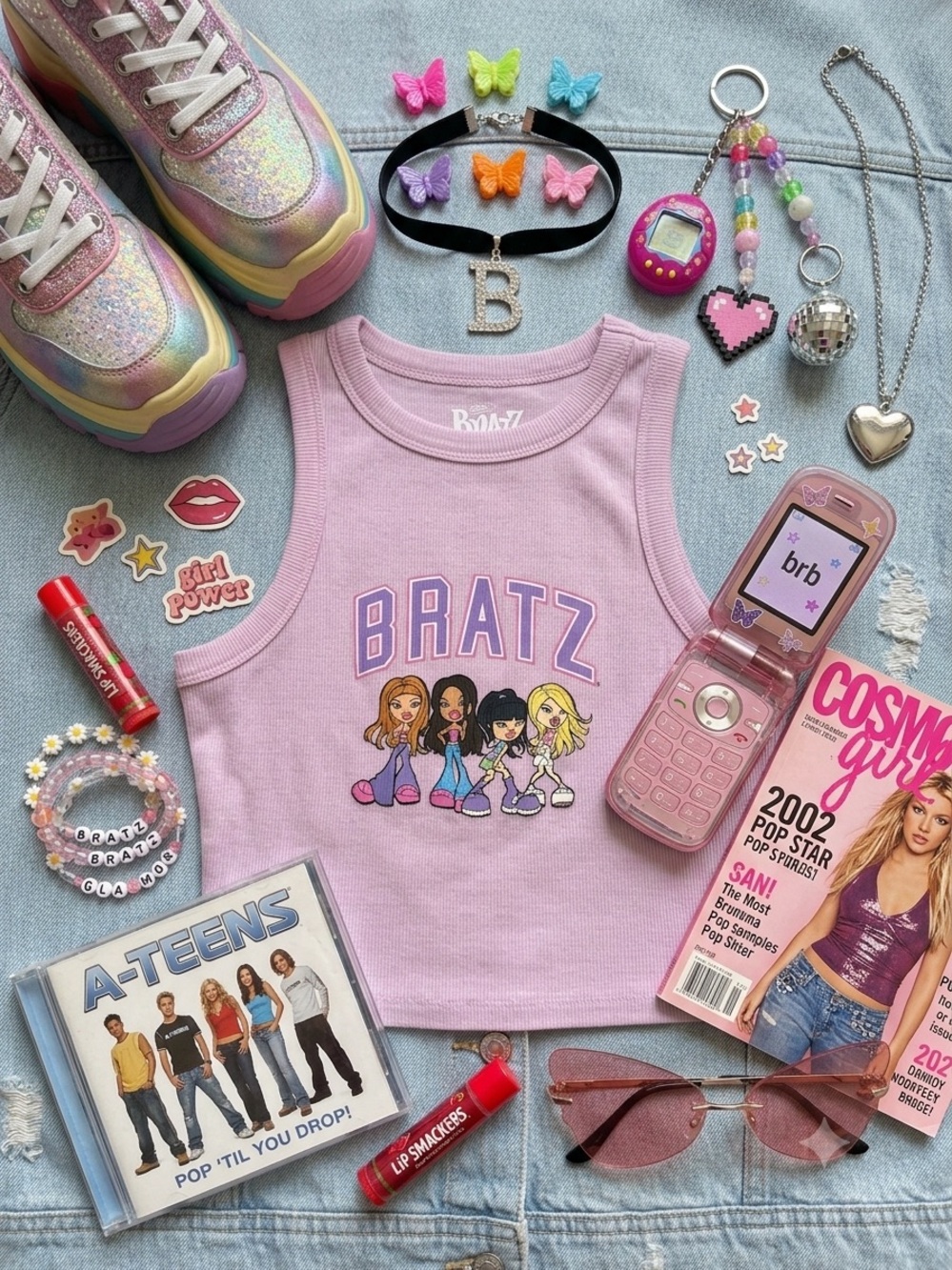 Bratz Pink Graphic Baby Tee Tank Top Neo Nostalgia 2000s